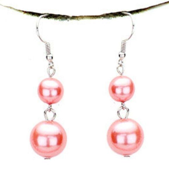 5 Strand Pearl (faux) Pink Necklace & Earring Set - Picture 5 of 8